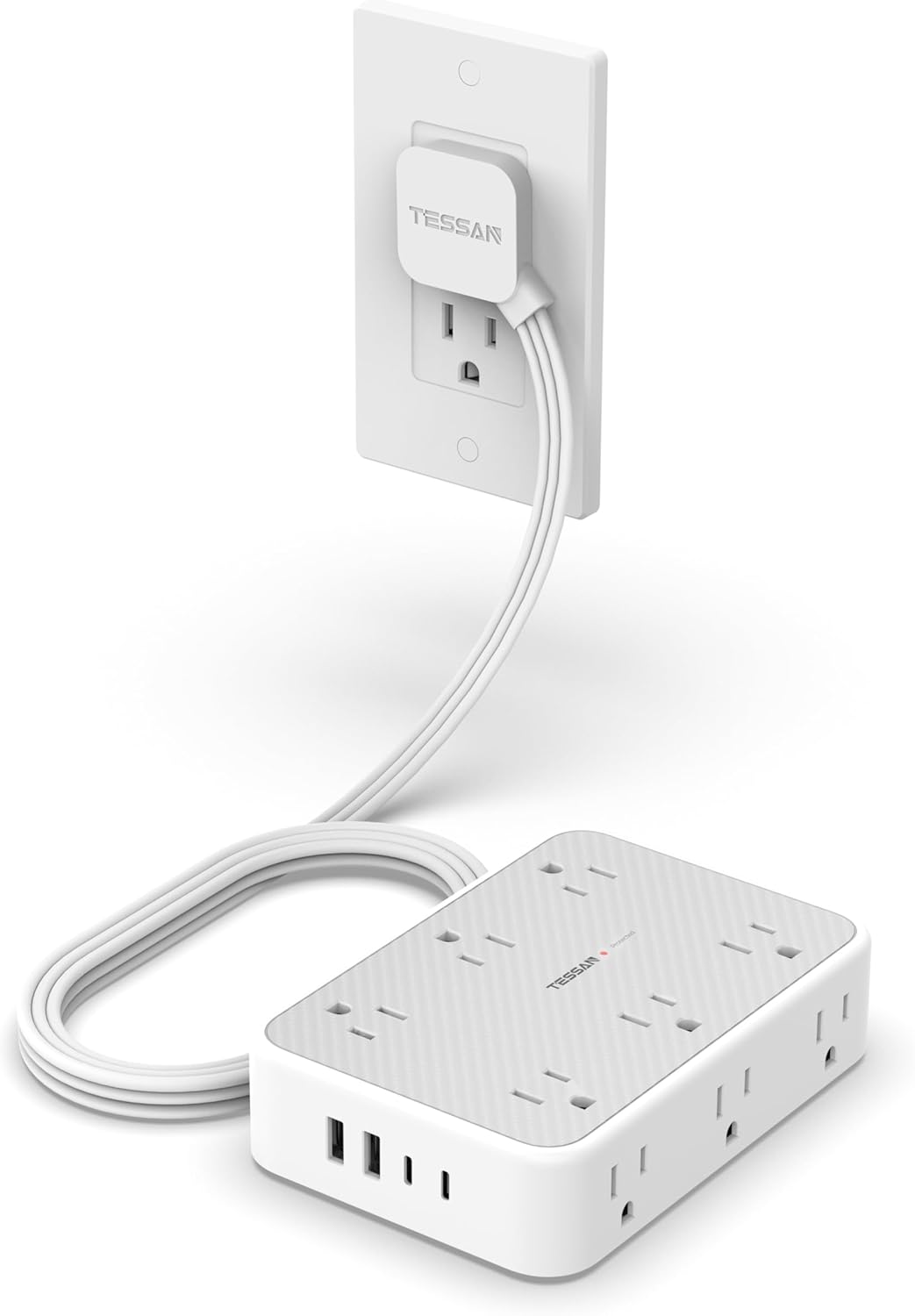 TESSAN 12-Outlet Power Strip with 4 USB-C - 1800J Surge Protection