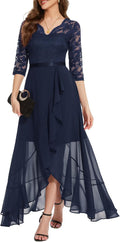 Womens V-Neck Hi-Lo Lace Cocktail Dress for Women - Elegant Fit