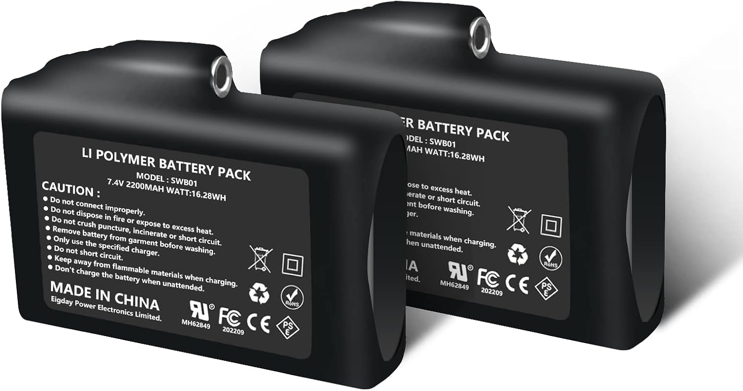 Rechargeable 7.4V 2200mAh Li-ion Batteries for Heated Gear