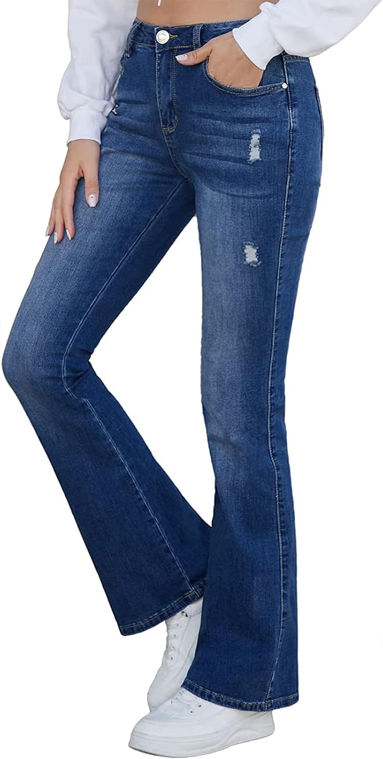Stylish Bell Bottom Jeans for Women - High Waisted Flare Denim