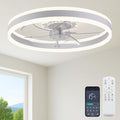 23.6ft Ceiling Fan with Light White - Low Profile Flush Mount Fan
