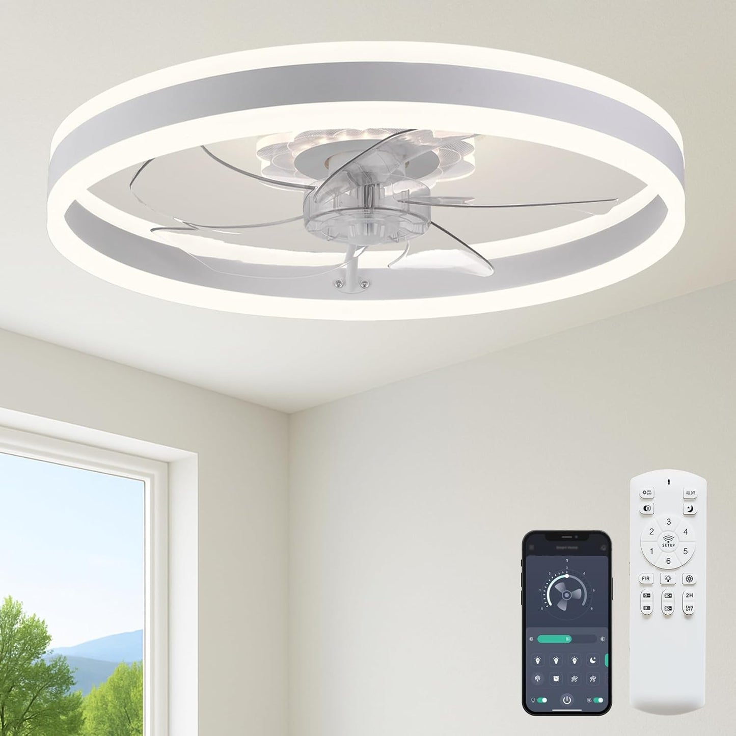 23.6in Ceiling Fan with Light and Remote Control for Home Use