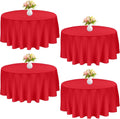 4 Pack Round Tablecloth 120 in Polyester Table Covers - Red