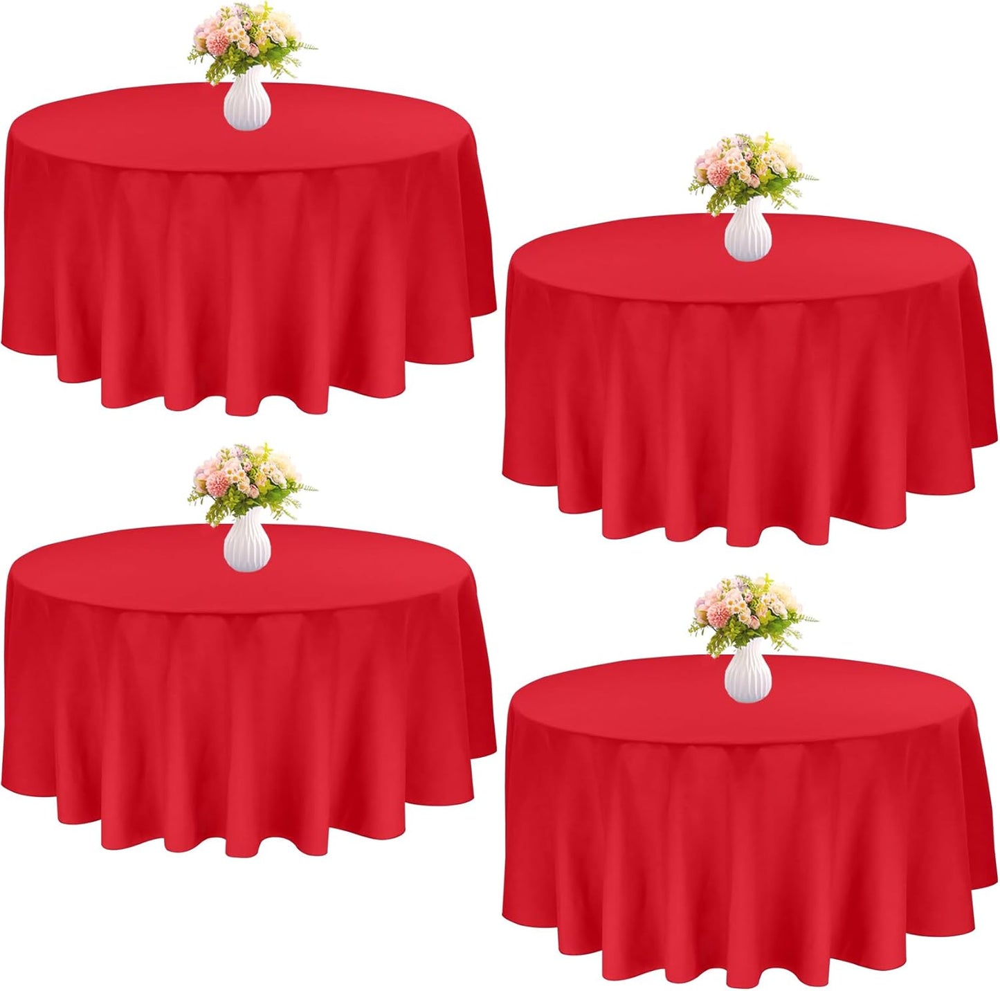 120 Inch Round Tablecloths for Weddings and Parties - 4 Pack