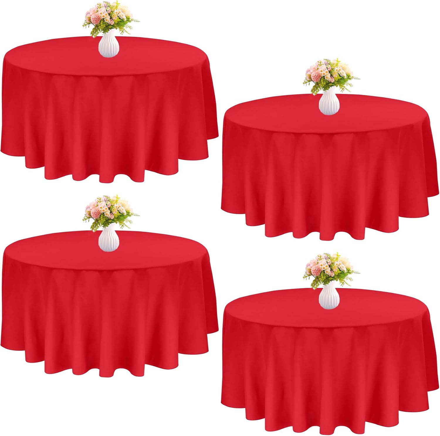 120 Inch Round Tablecloths for Weddings and Parties - 4 Pack