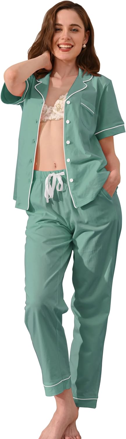 100% Cotton Pajamas for Women Sets Soft Sleepwear Loungewear