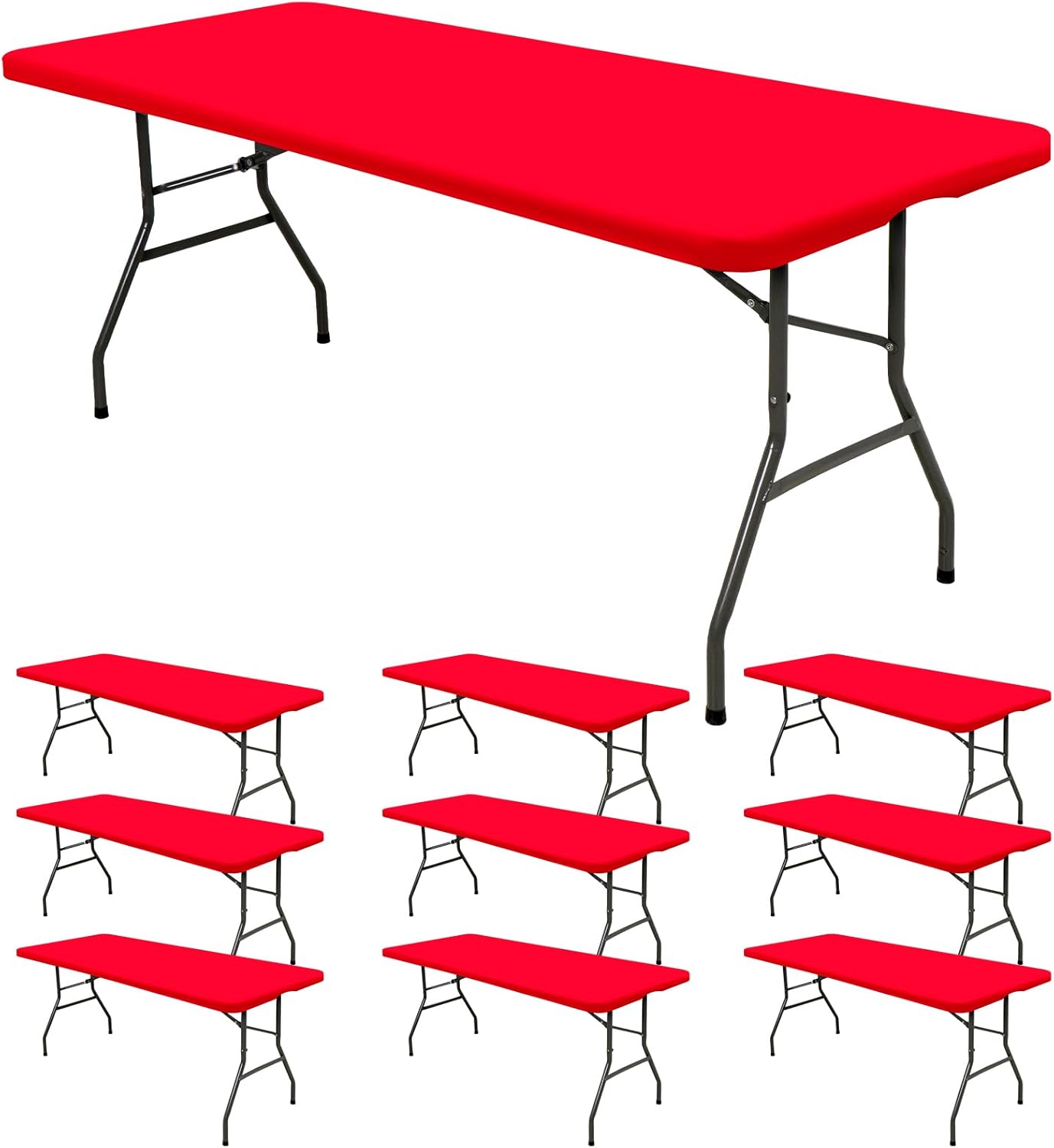 10 Pack Stretch Fabric Table Top Cap Covers for 6ft Tables