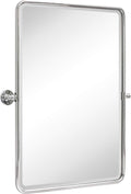 Chrome Pivot Rectangle Bathroom Vanity Mirror - Tilting Beveled Style