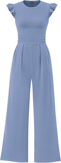 Summer Jumpsuit for Women Ruffle Cap Sleeve Romper - Dressy Fit Soft
