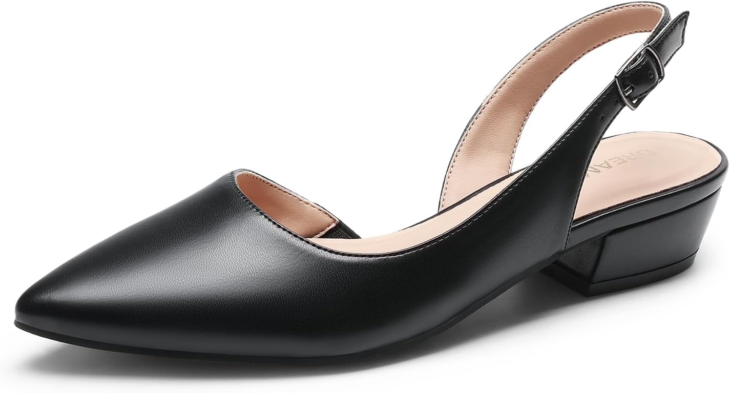 DREAM PAIRS Womens Slingback Kitten Low Block Heels for Elegance