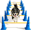 Dog Agility Course Backyard Set - Adjustable Hurdle Cones for Training