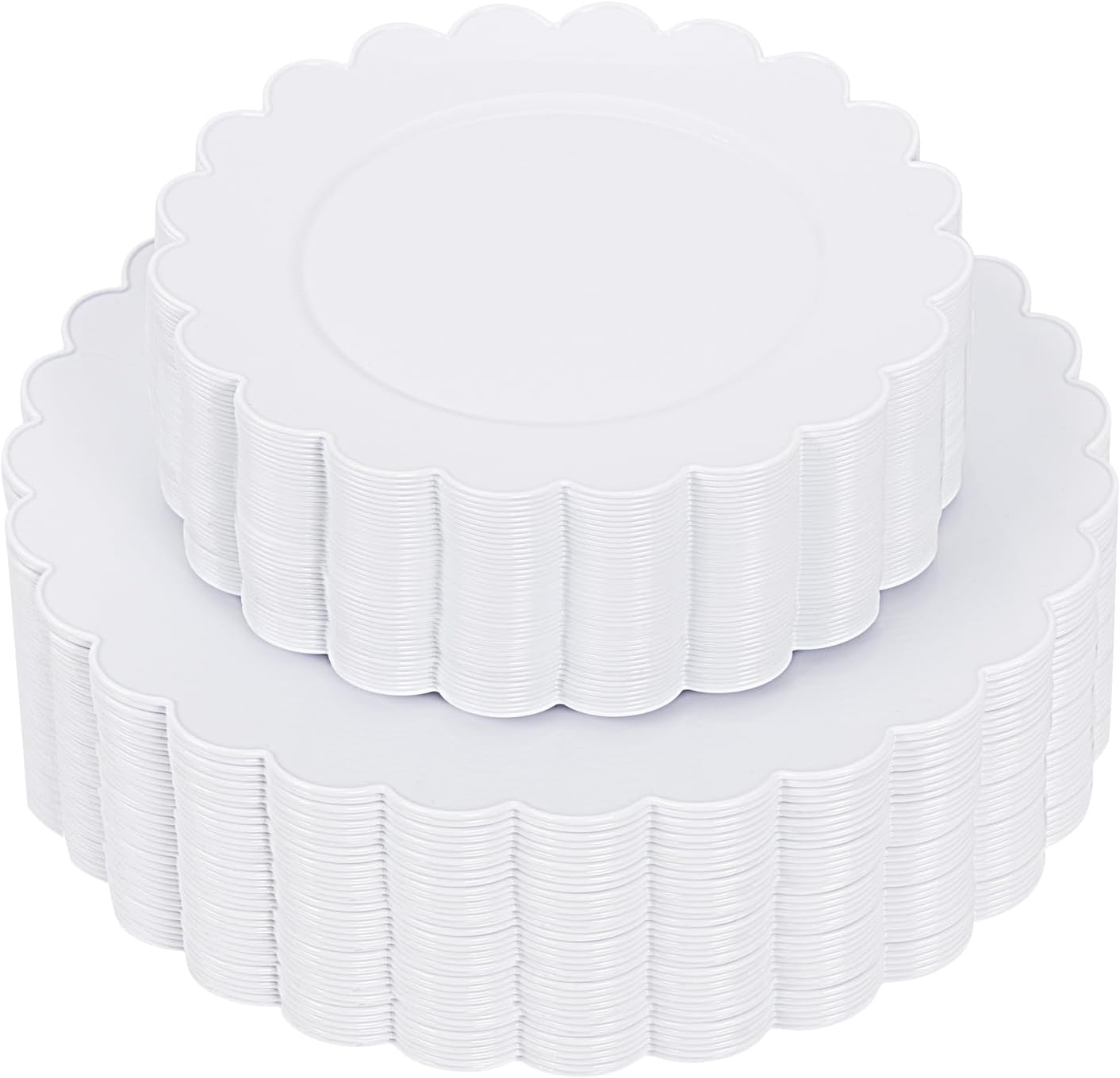 Elegant 100pcs White Plastic Plates for Parties and Weddings