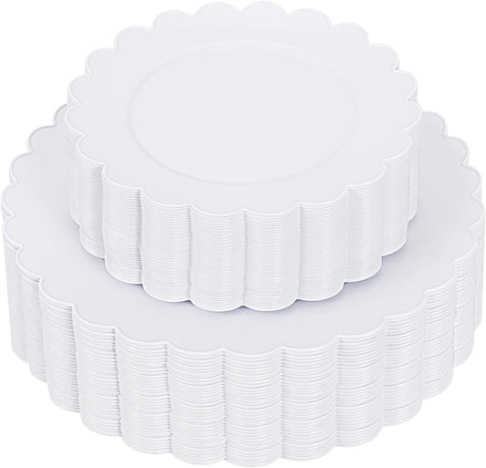 Elegant 100pcs White Plastic Plates for Parties and Weddings