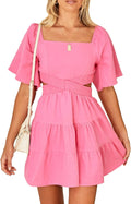 Shy Velvet Women's Summer Dress Square Neck Mini - Flattering