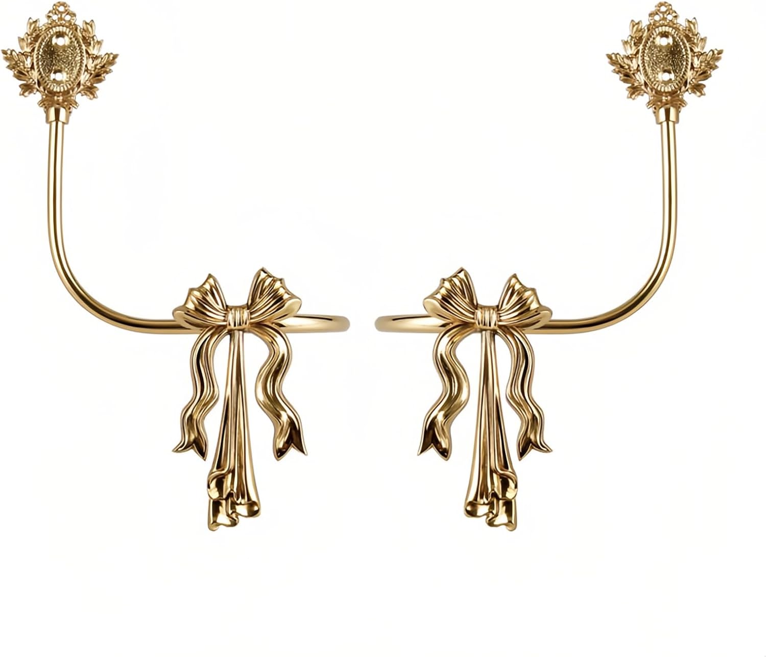 Set of 2 Gold Bow Tiebacks for Elegant Curtains by TerkCo