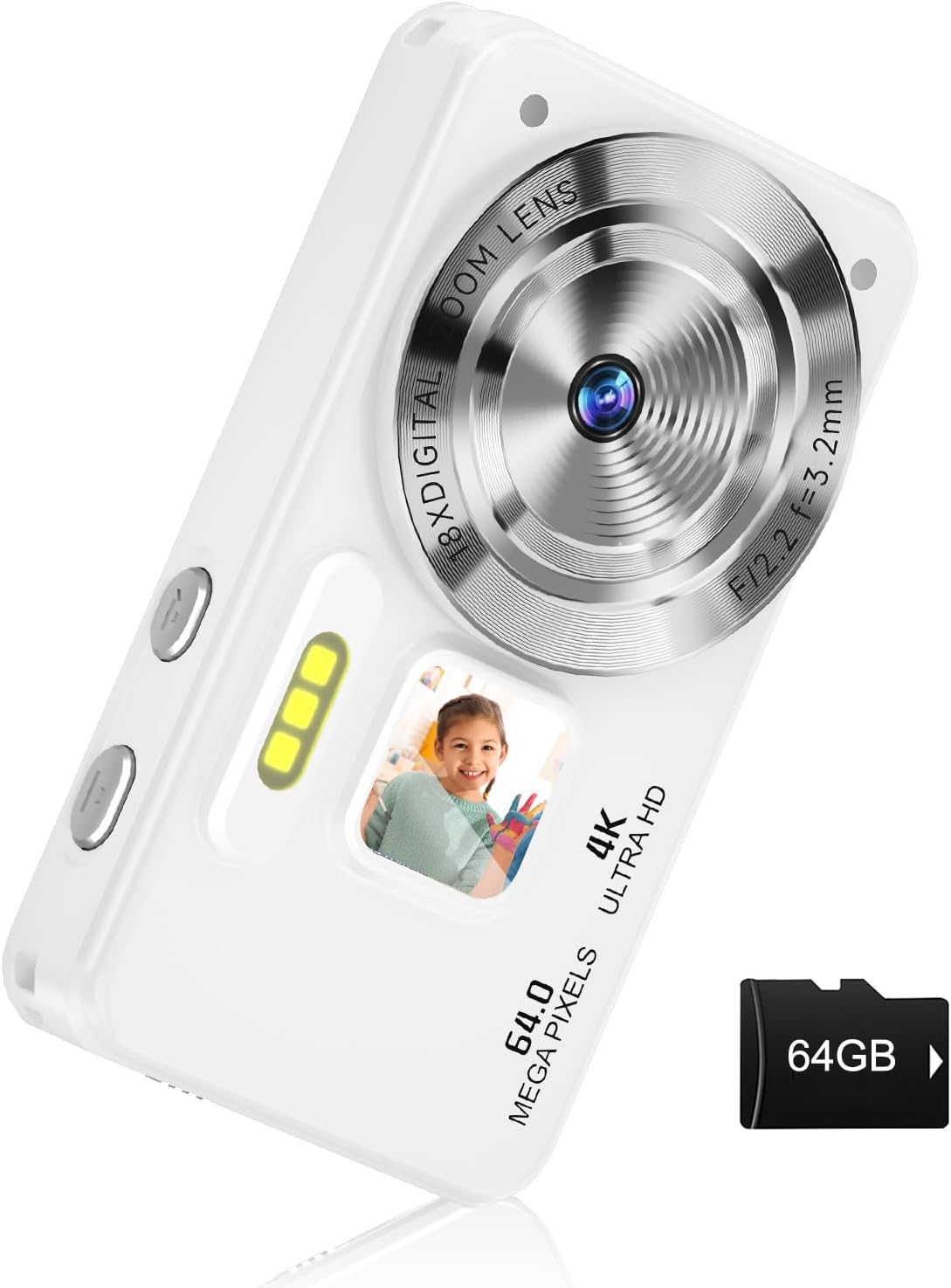 Digital Camera for Teens - 4K 64MP Point and Shoot Fun