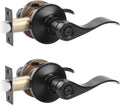 Privacy Door Lever Set Black Wave Style - 2 Pack Privacy Door Lever