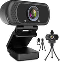 1080P Webcam with Microphone and Tripod Stand - Clear HD Video
