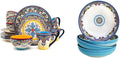 Euro Ceramica Zanzibar 20 Piece Dinnerware Set + Pasta Bowls - Spanish