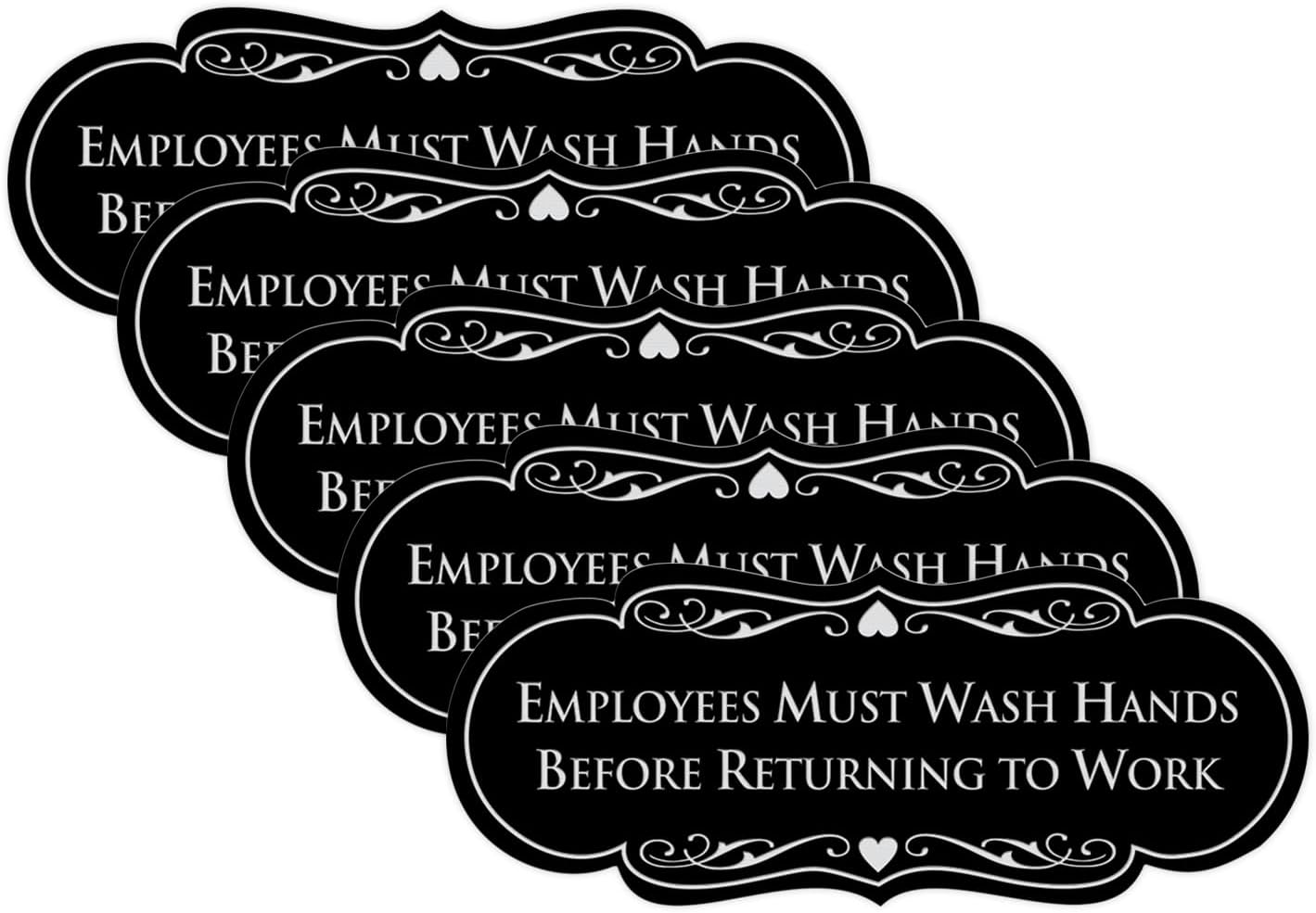 Designer Employees Must Wash Hands Sign - Durable & Elegant