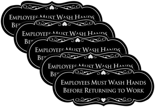 Designer Employees Must Wash Hands Sign - Durable & Elegant