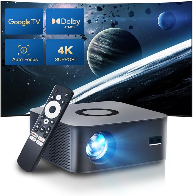 Immersive 4K Projector: Google TV, Dolby Audio, WiFi