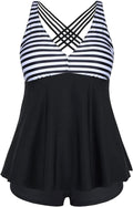 Plus Size Tankini Swimsuit with Shorts - Flowy Tummy Control