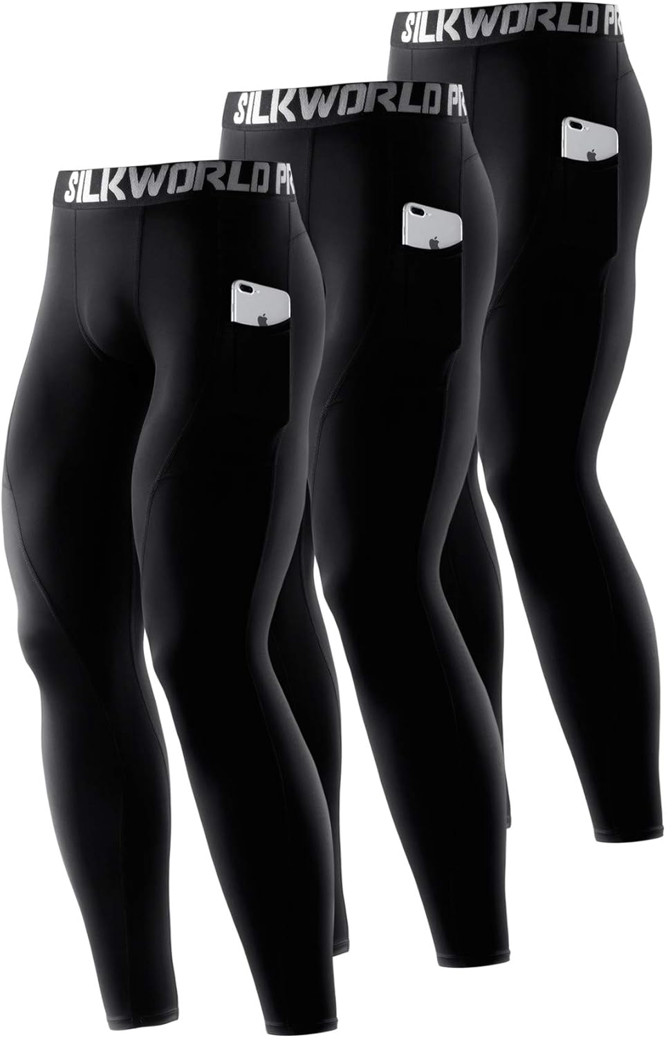 SILKWORLD Men's Compression Pants for Gym and Outdoor Sports