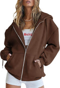 EFAN Women Cute Zip Up Hoodie - Oversized Y2K Pocket Sweatshirt