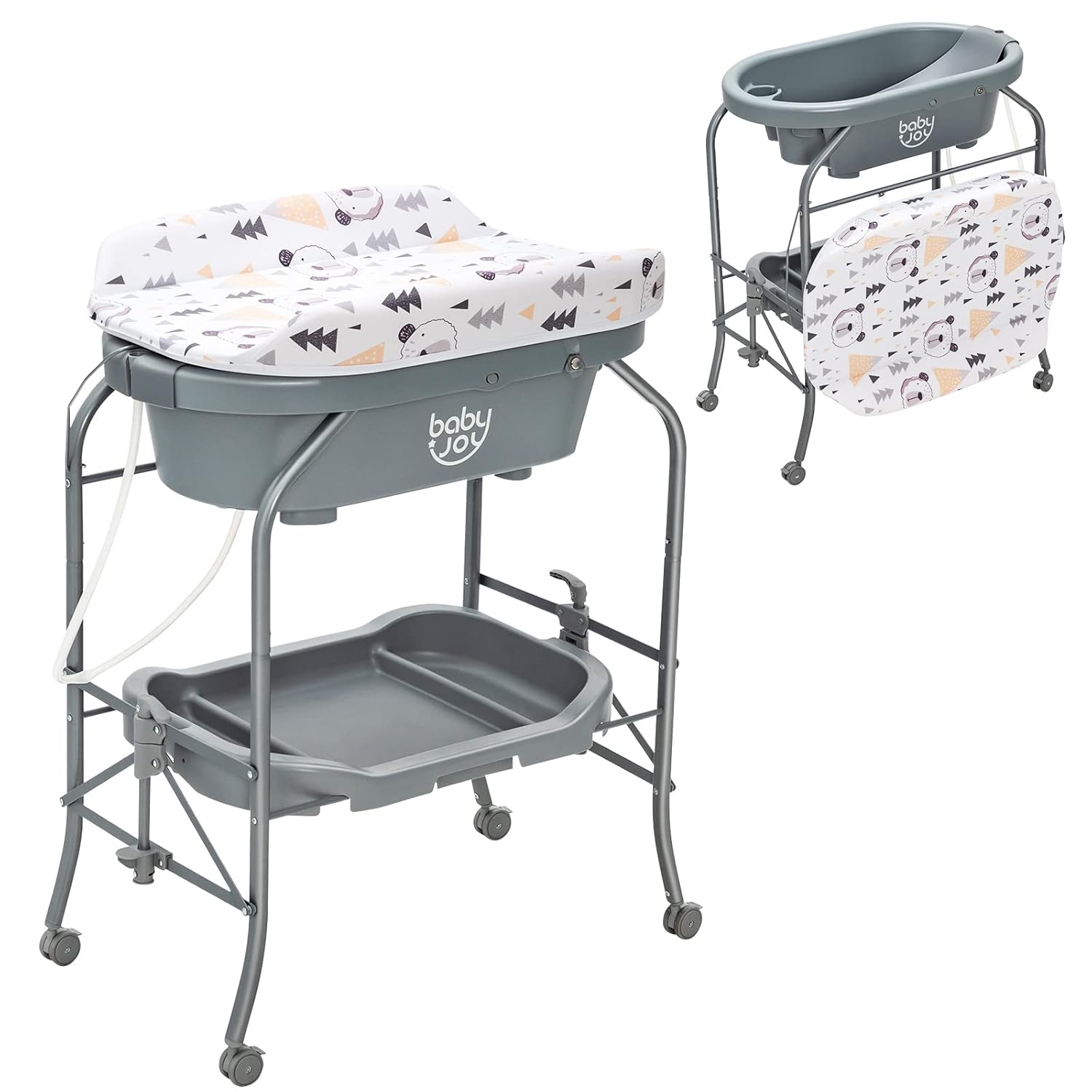 BABY JOY Baby Bathtub with Changing Table for Newborn Care