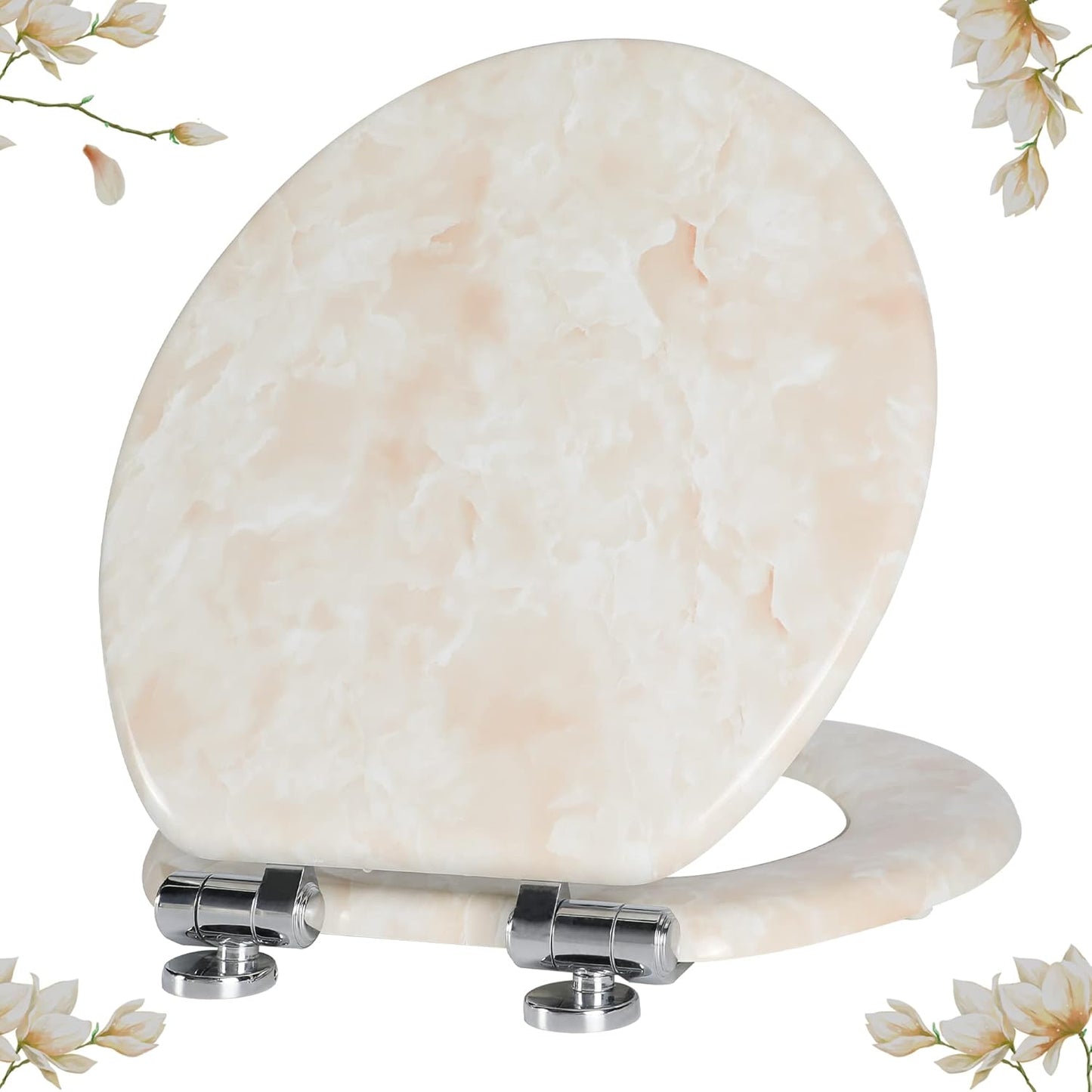 Angel Shield Marble Toilet Seat with Quiet Close and Easy Clean