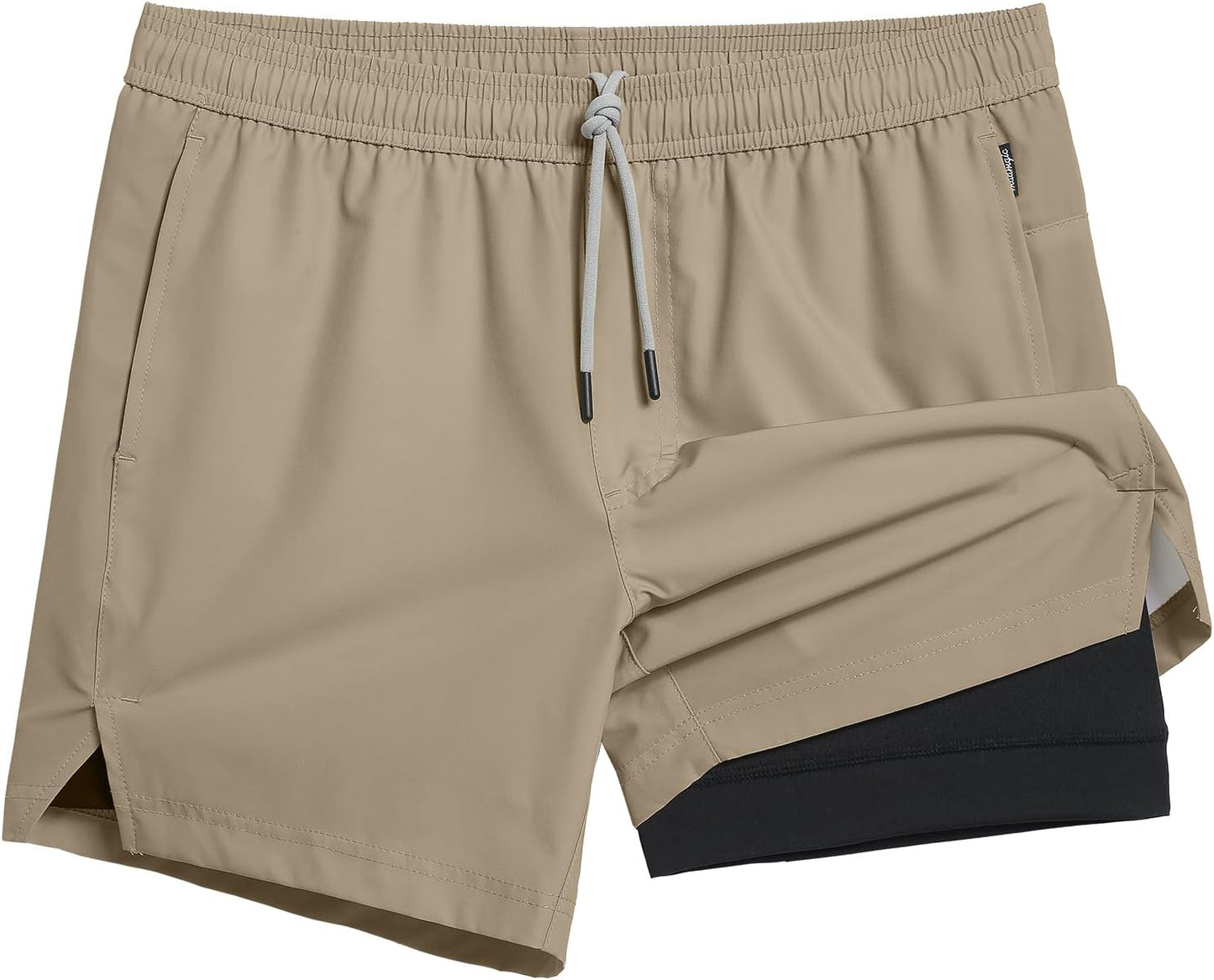 maamgic Mens 5in Gym Running Shorts for Men 2 in 1 Quick Dry