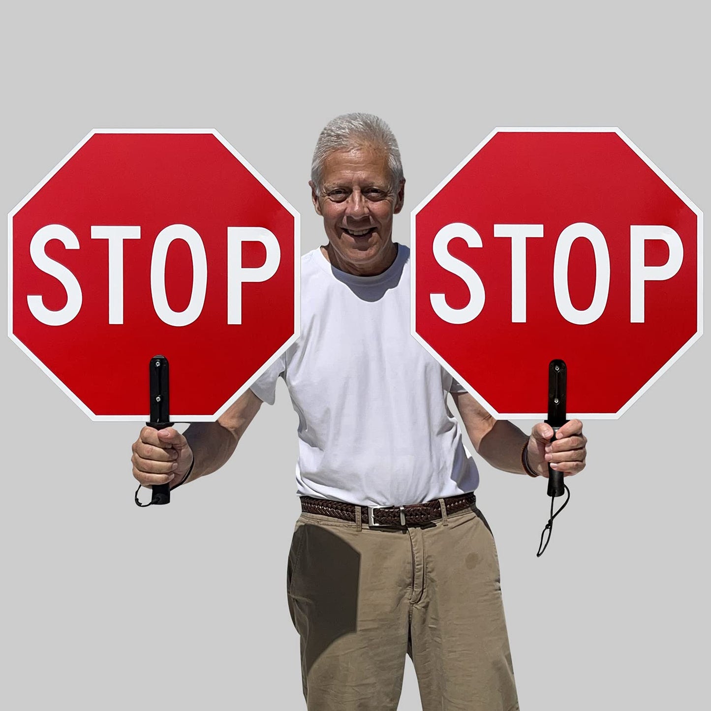 Handheld STOP Paddle Sign - Lightweight 18 x 18 inch Design