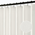 White Linen Textured Fabric Shower Curtain Set - Durable Waterproof