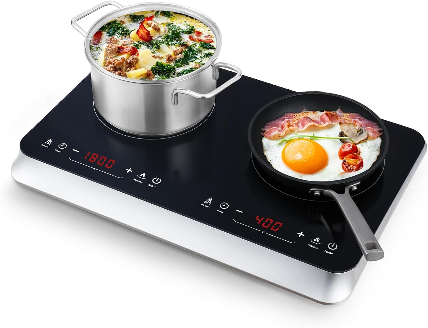 Double Induction Cooktop Burner with Fast Warm-Up Mode