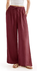 SUUKSESS Women Wide Leg Linen Pants with Pocket - Comfortable Lounge