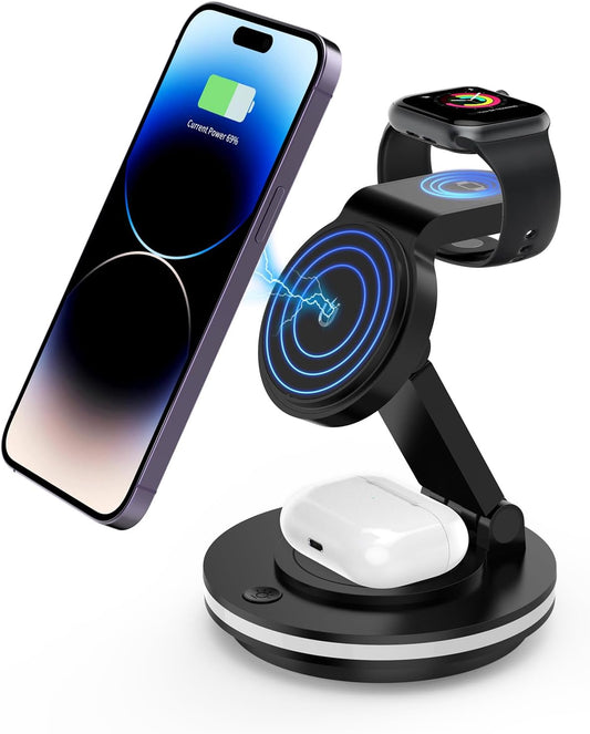 Magnetic 4-in-1 Fast Wireless Charger: Qi 15W
