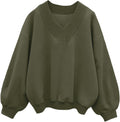 V Neck Oversized Sweatshirts for Women - Casual Cozy Fit