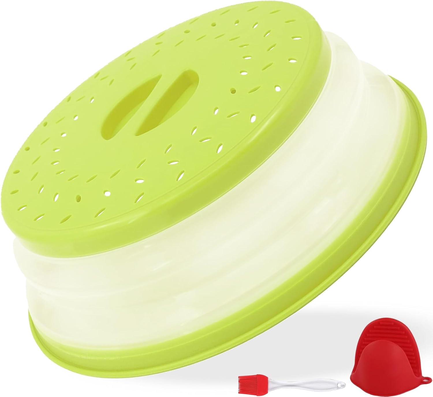 Collapsible Microwave Splatter Guard - BPA-Free Green