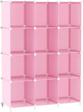 Cube Storage Organizer 12-Cube Closet Shelves for Kids - Pink