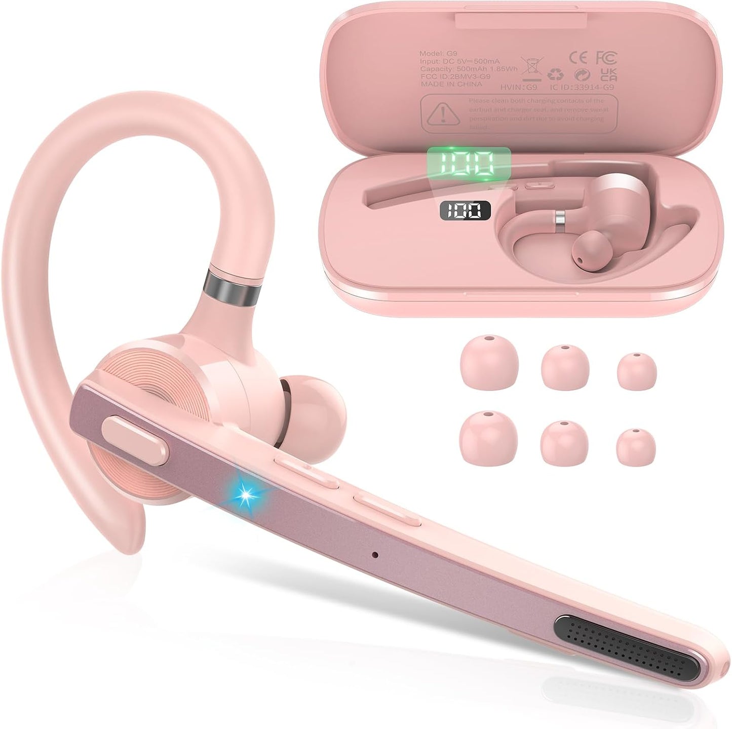 Bluetooth Headset with 90Hrs Battery Life and Dual Noise Cancelling