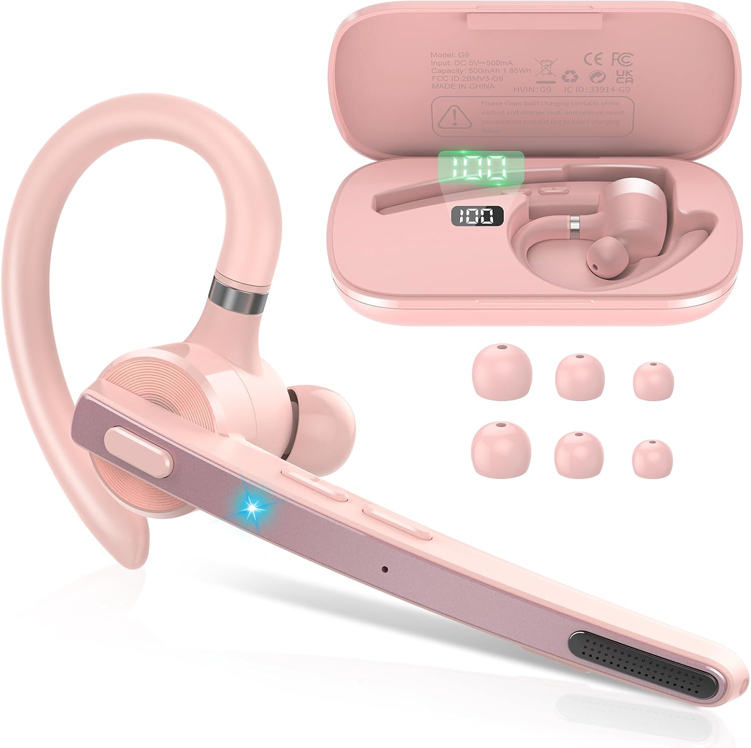 Bluetooth Headset with 90Hrs Battery Life and Dual Noise Cancelling