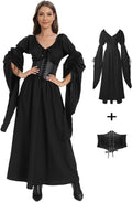 Halloween Renaissance Witch Dress for Women - Adjustable Vintage Look