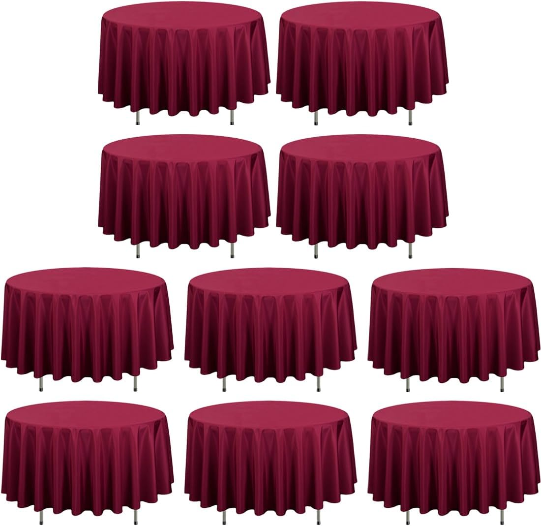 90 Inch Round Tablecloths for Weddings and Parties - Burgundy
