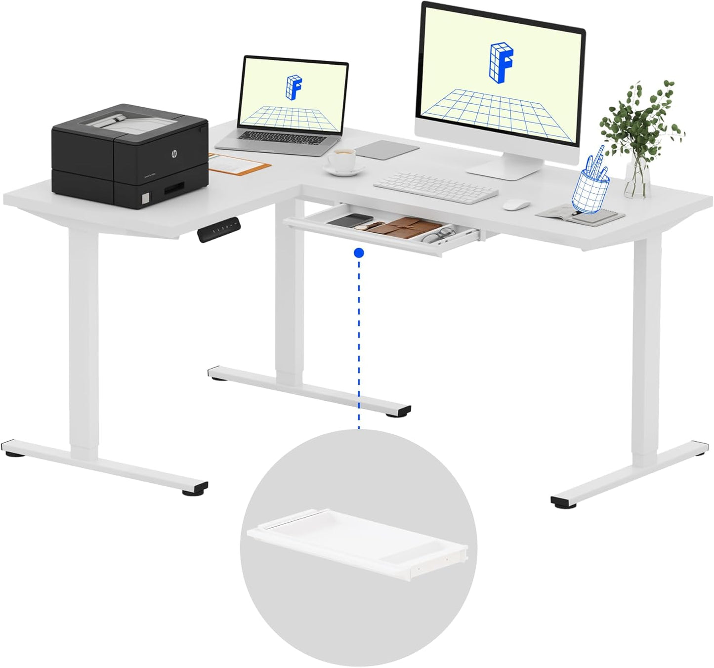 FLEXISPOT L Shaped Standing Desk for Home Office Setup
