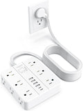 Flat Plug Power Strip Surge Protector 20 ft - 12 Outlets, 6 USB