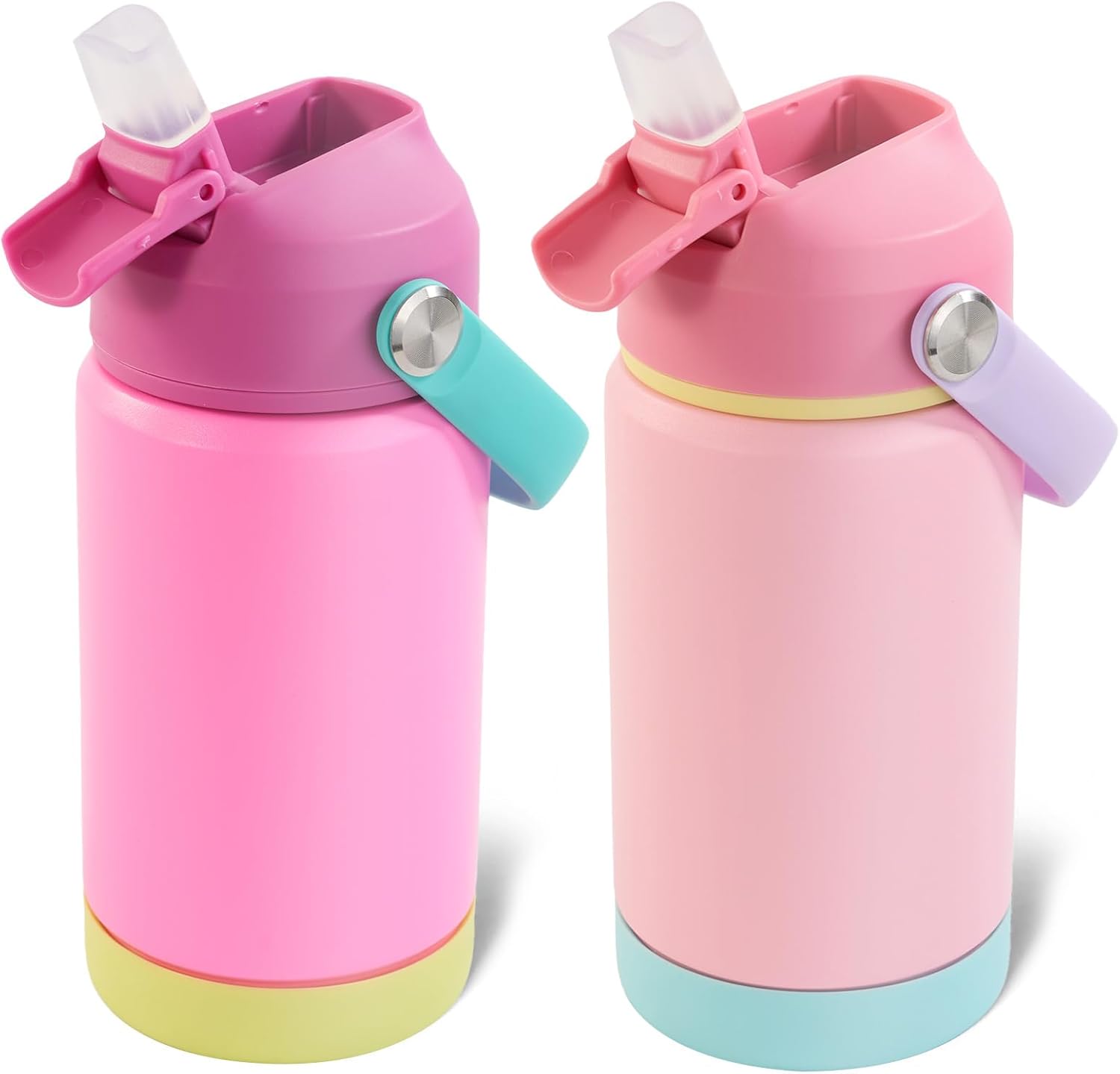 Insulated Kids Water Bottle 2 Pack, Leak-Proof & Durable