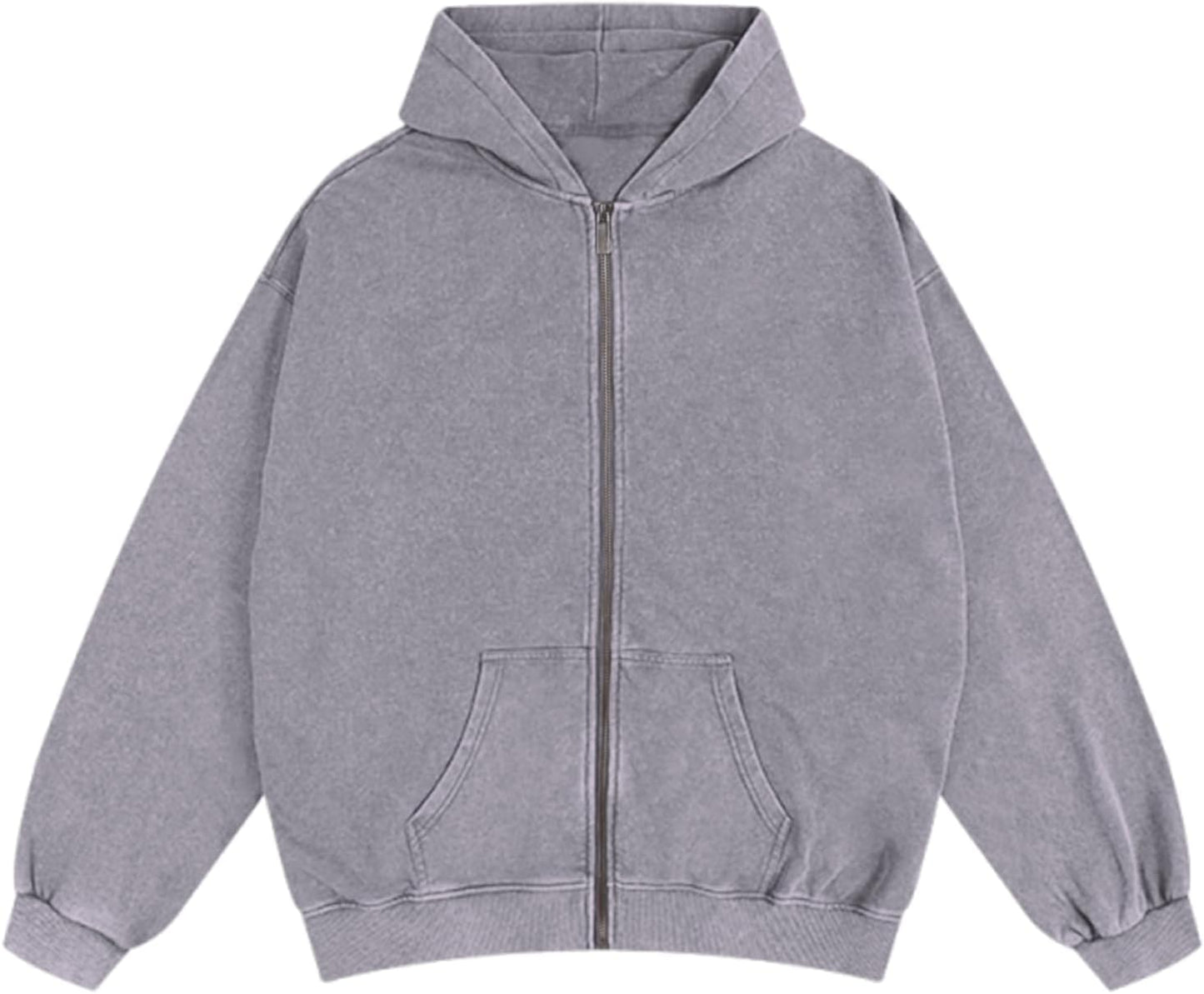 Bobeutou Mens Zip Up Acid Wash Hoodie for Casual Fall Style