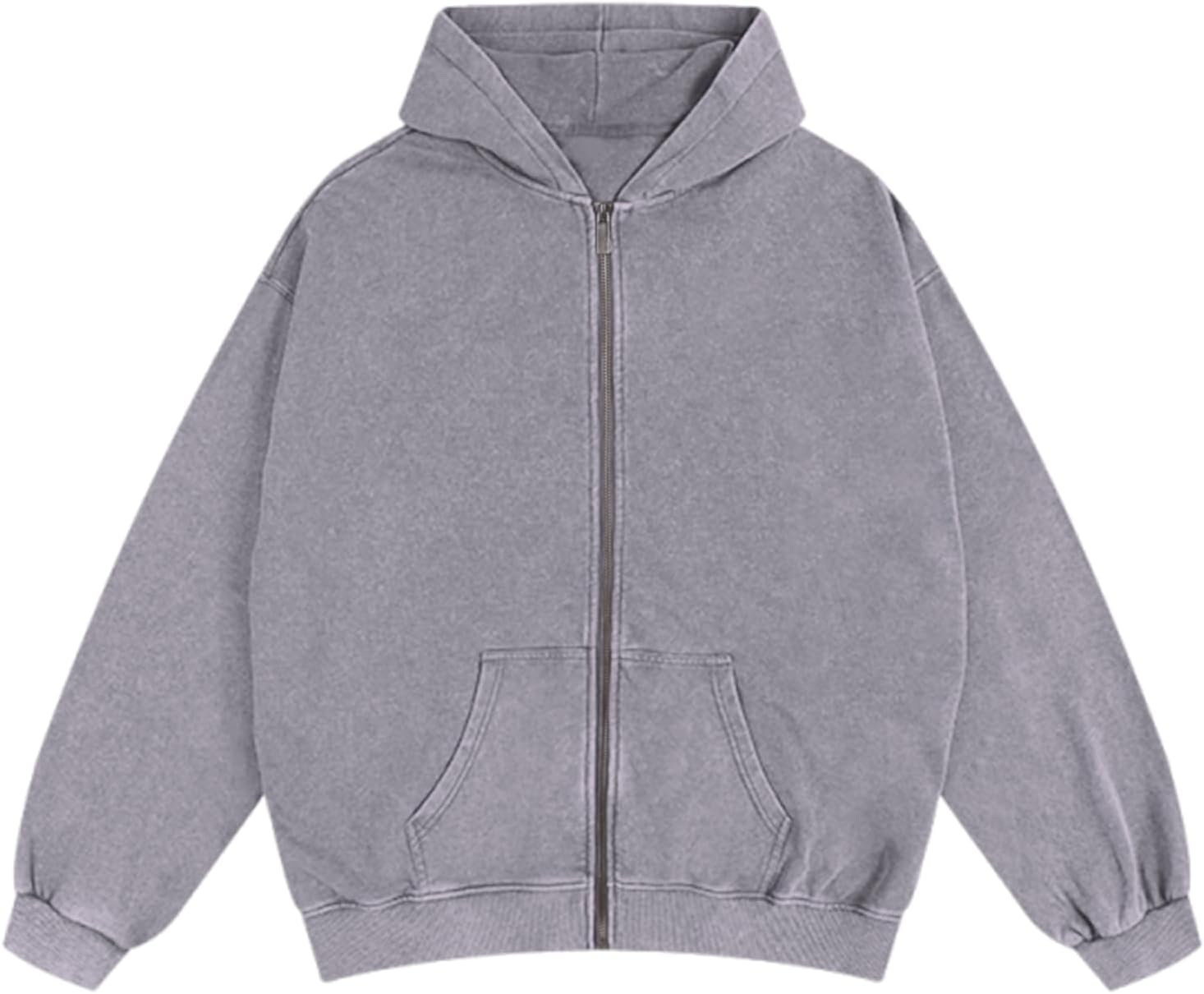 Bobeutou Mens Zip Up Acid Wash Hoodie for Casual Fall Style