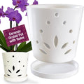 Atri Orchid Pot with Holes: Stylish 6.5in Ceramic Planter